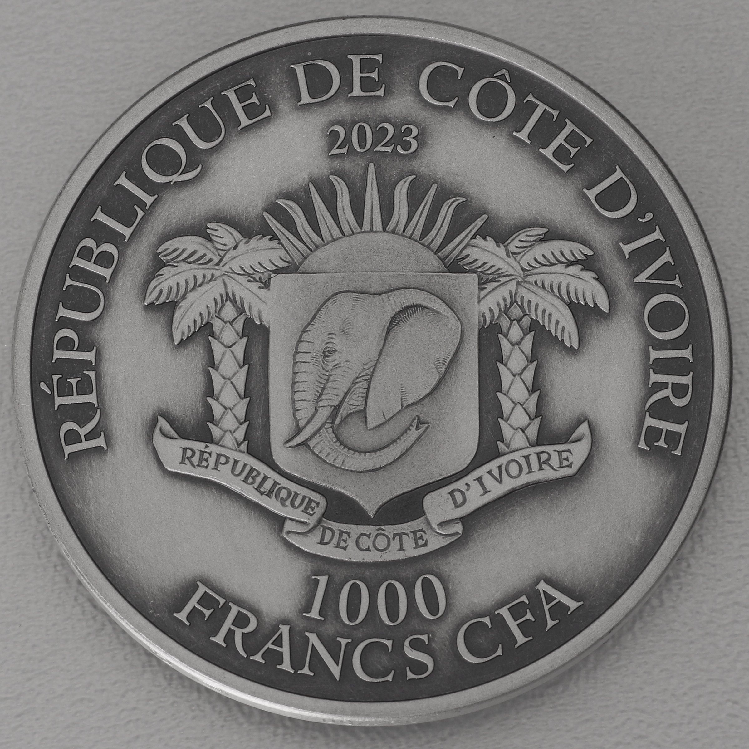 Silbermünze 1oz "Leopard" 2023 Antik Finish HR Big Five (Elfenbeinküste) - Detailansicht 1