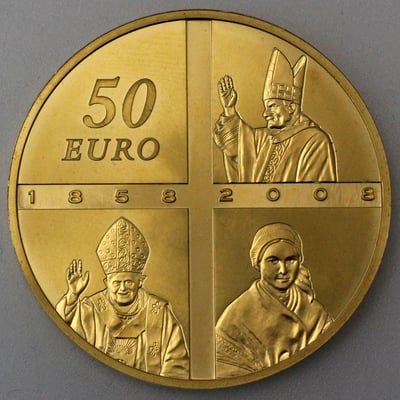 Goldmünze 50 Euro "Lourdes" 2008 (Frankreich) - Miniaturansicht 2