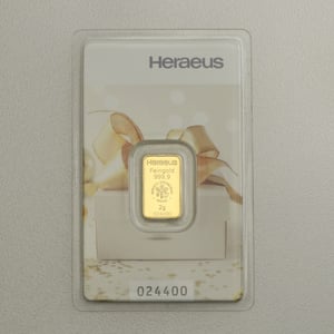 Goldbarren 2g HERAEUS (Geschenkmotiv) - Hauptansicht