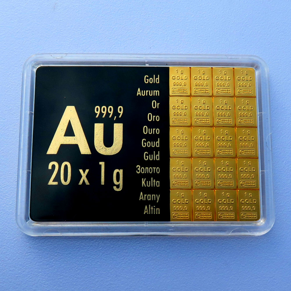 Goldtafel 20 x 1g "Au International" (Motivbox) - Hauptansicht
