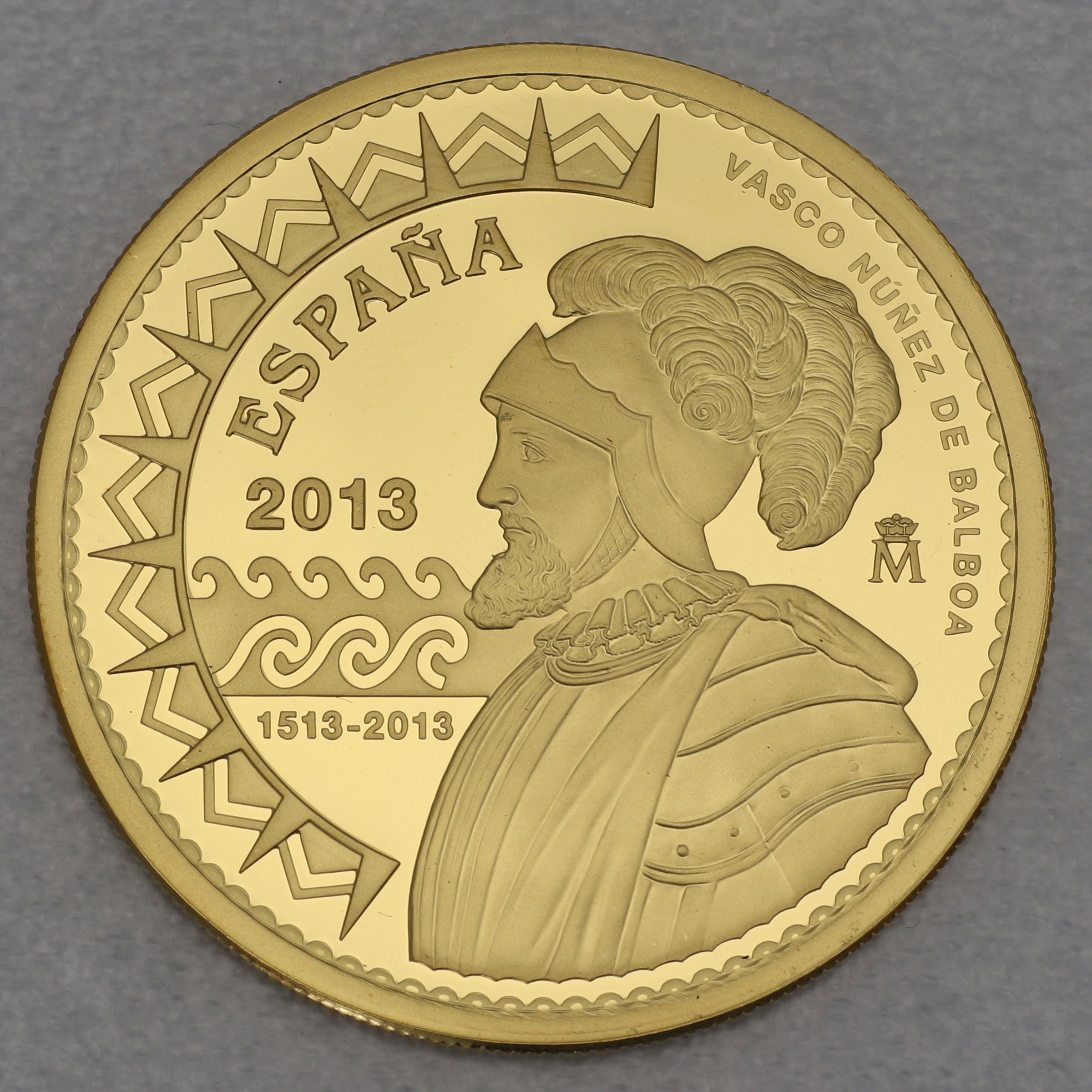 Goldmünze 200 Euro "Entdeckung Pazifiks" 2013 (Spanien) - Detailansicht 1