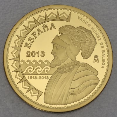Goldmünze 200 Euro "Entdeckung Pazifiks" 2013 (Spanien) - Miniaturansicht 2