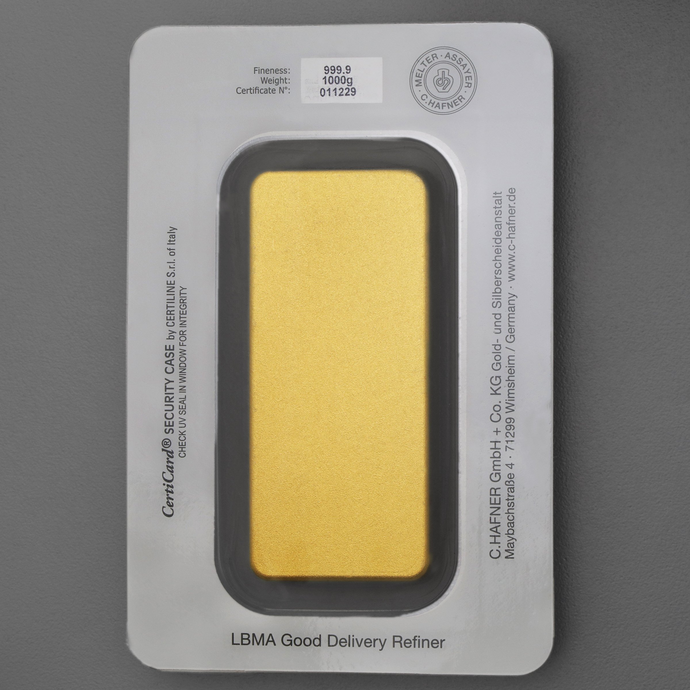 Goldbarren 1000g "C.HAFNER - Gussform" - Detailansicht 1