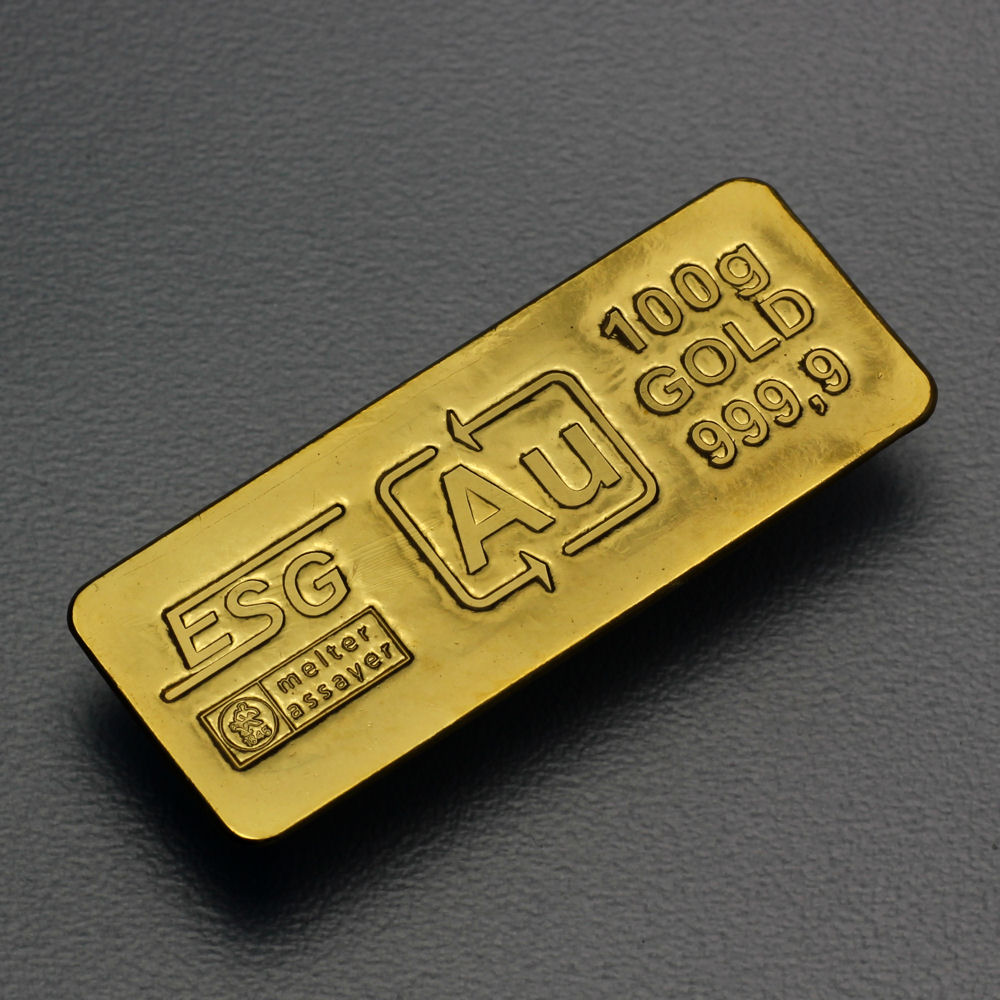 Goldbarren 100g Au ESG (klassischer Sargbarren) - Hauptansicht