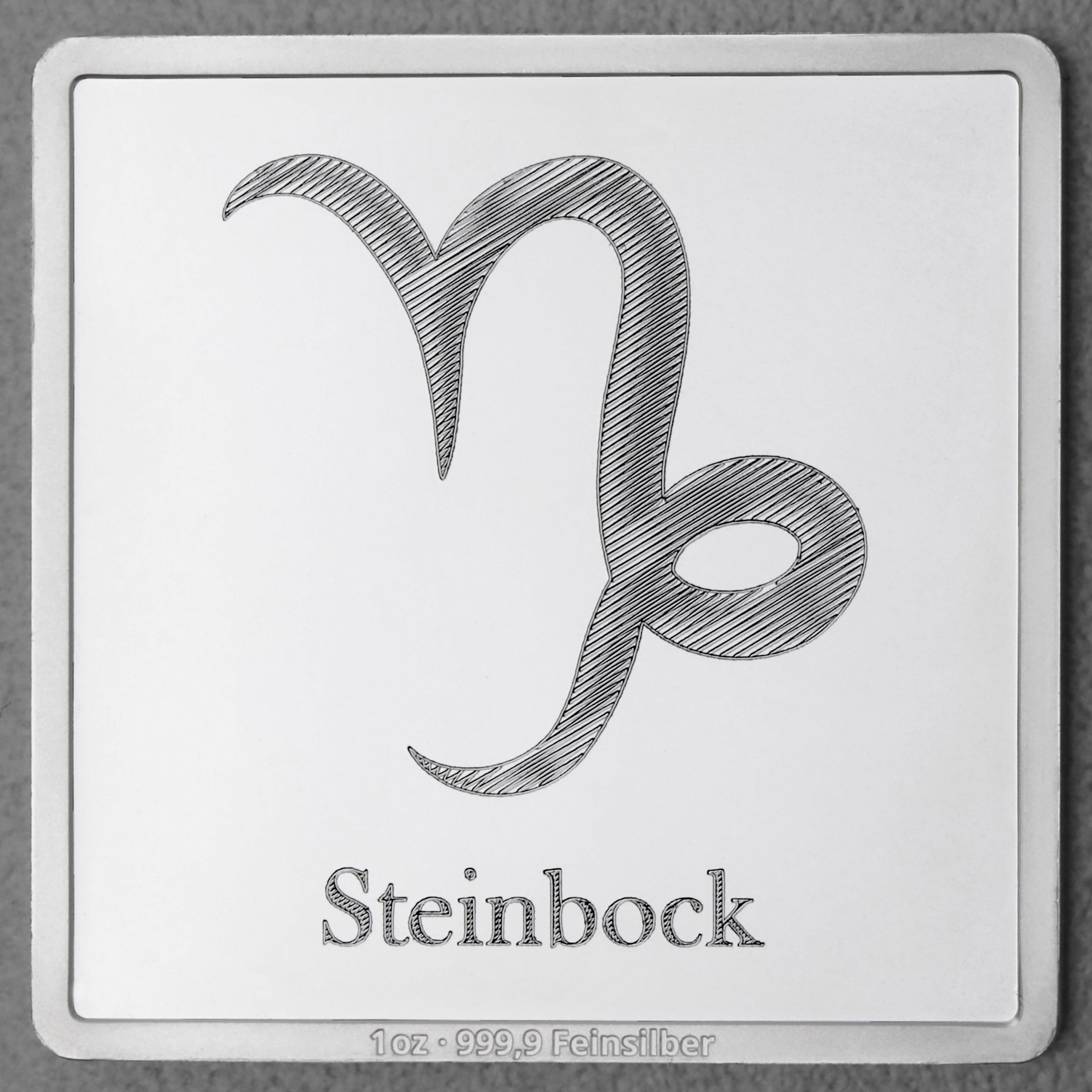 Silberbarren 1oz "Sternzeichen Steinbock" Gravurbarren quadratisch - Hauptansicht