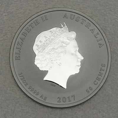 Silbermünze 1/2oz "Hahn" 2017 (koloriert) Lunar II – Year of the Rooster (Australien) - Miniaturansicht 2