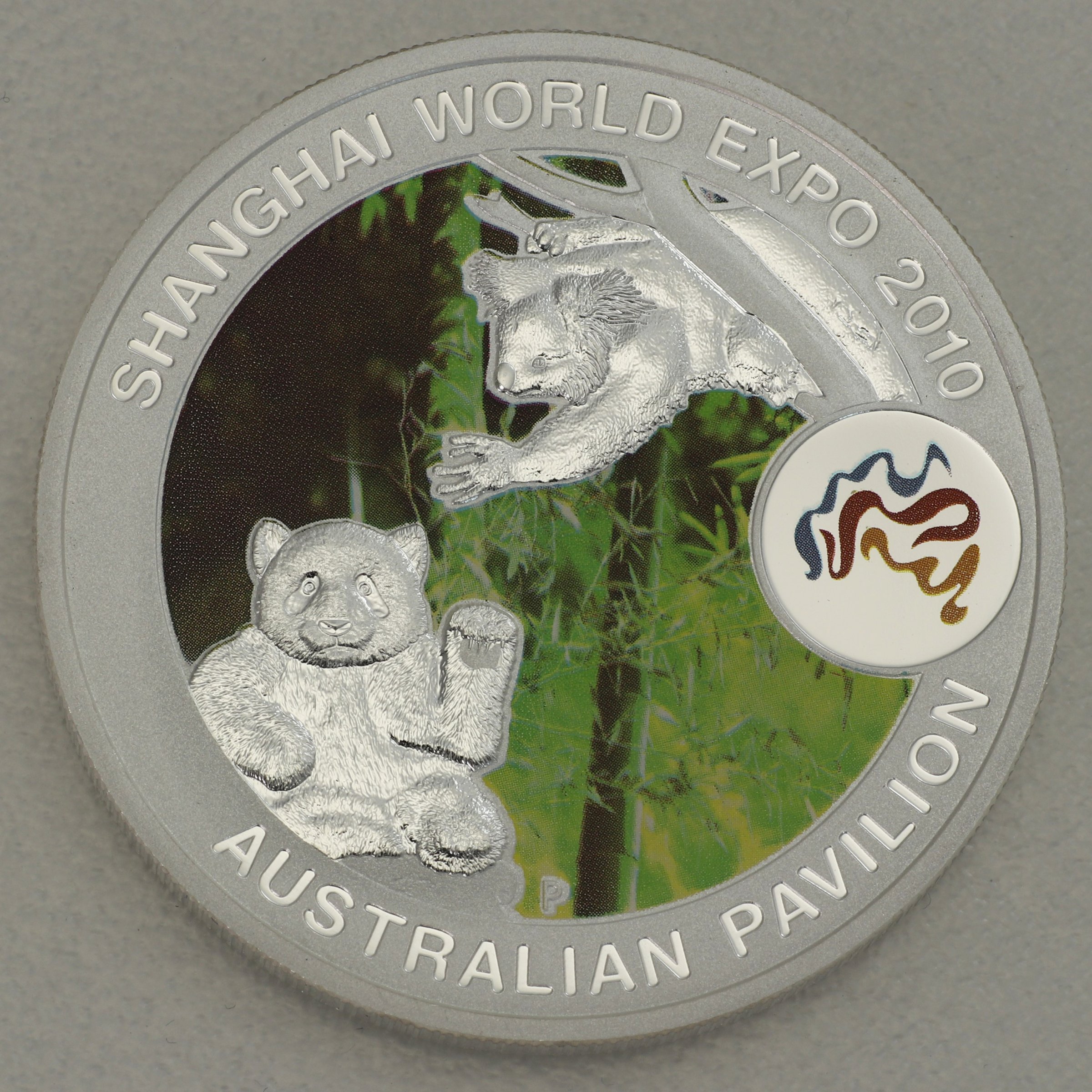 Silbermünze 1oz "Panda & Koala" 2010 (koloriert) Shanghai World Expo 2010 (Australien) - Hauptansicht