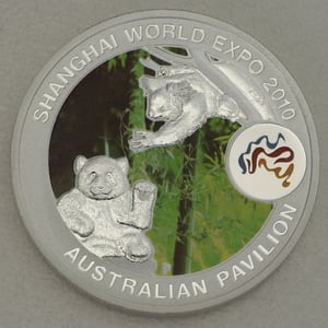 Silbermünze 1oz "Panda & Koala" 2010 (koloriert) Shanghai World Expo 2010 (Australien) - Miniaturansicht 1