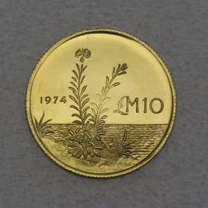 Goldmünze 10 Pounds 1974 (Malta) - Hauptansicht