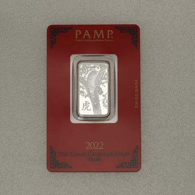 Silberbarren 10g "Tiger 2022" Lunar PAMP - Miniaturansicht 1
