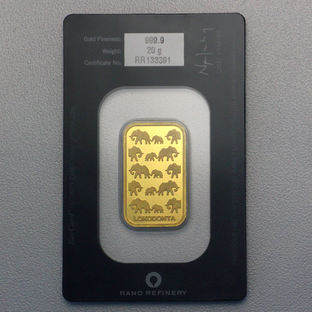Goldbarren 20g Rand Refinery "Elefanten-Motiv" - Detailansicht 1