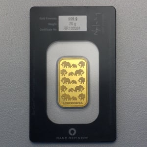 Goldbarren 20g Rand Refinery "Elefanten-Motiv" - Miniaturansicht 2