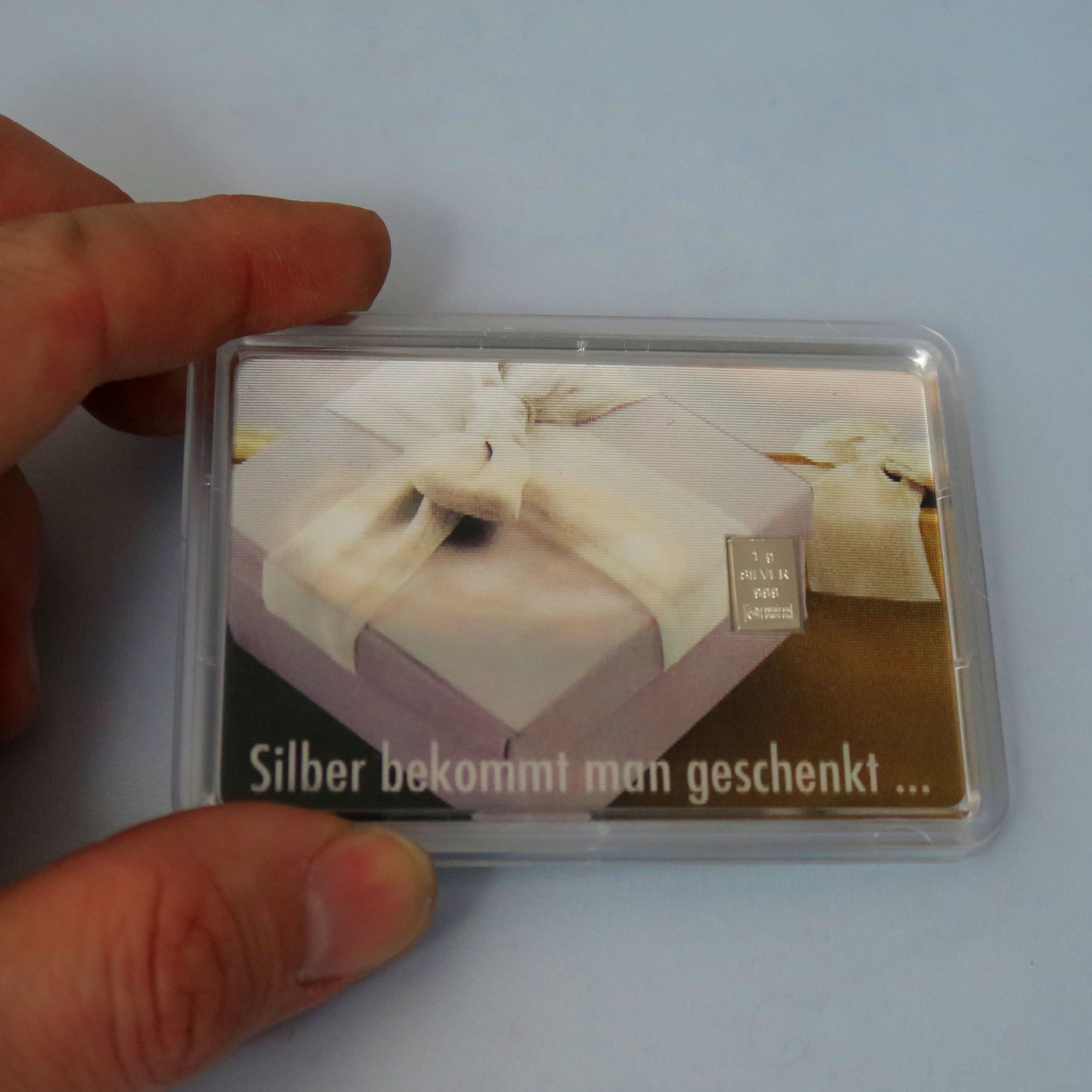 Silberbarren 1g "Silber bekommt man geschenkt" - Detailansicht 1