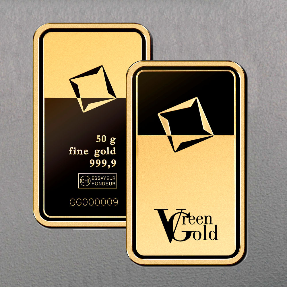 Goldbarren 50g "Green Gold" VALCAMBI (999,9 Au) - Detailansicht 2