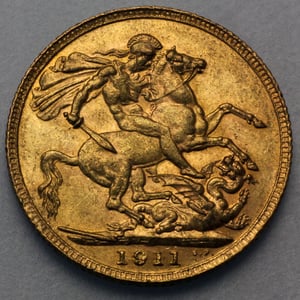 Goldmünze 40 x 1 Sovereign "Georg V." Tube (Großbritannien) - Miniaturansicht 3