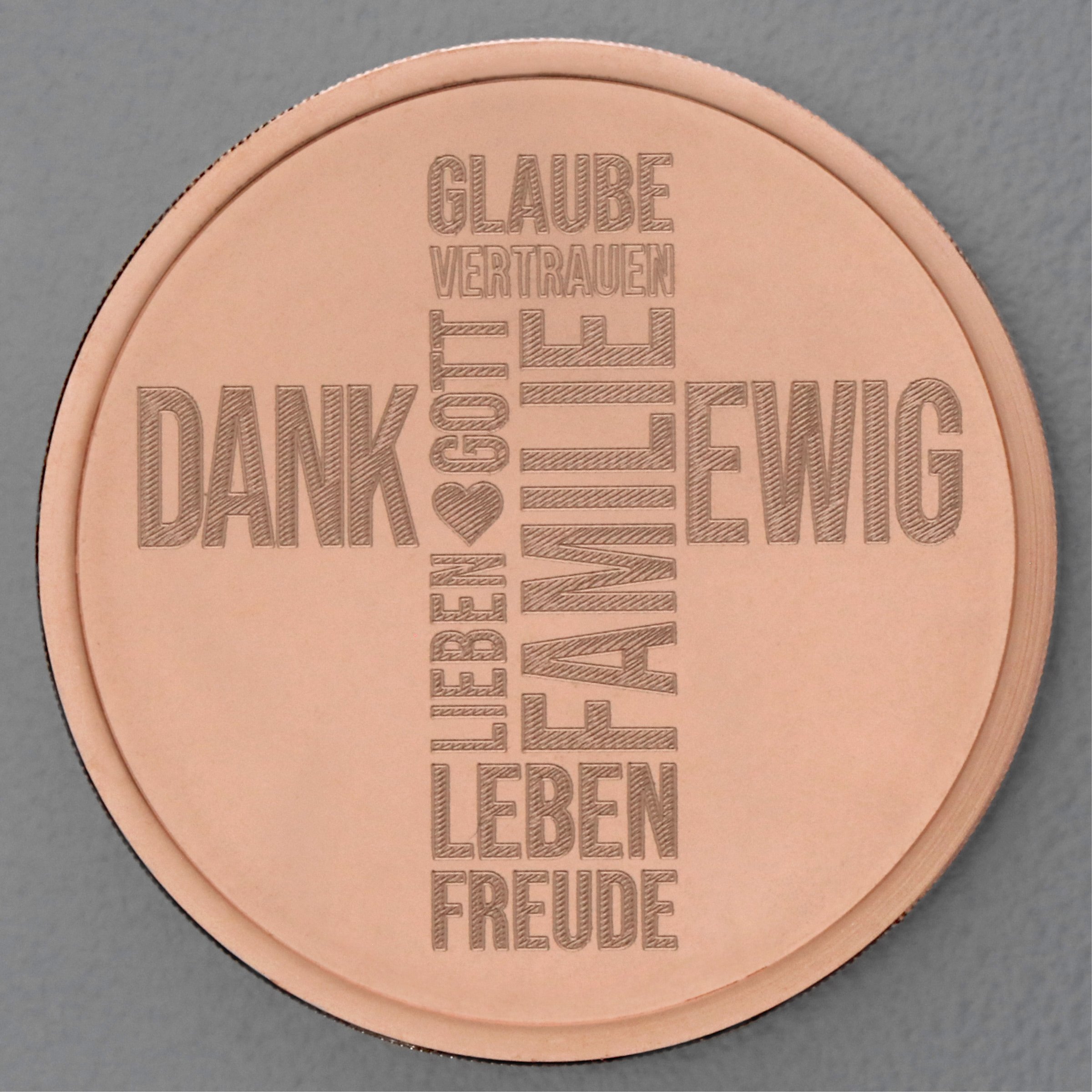 Kupfermedaille "Wortkreuz" Gravurmedaille - Hauptansicht
