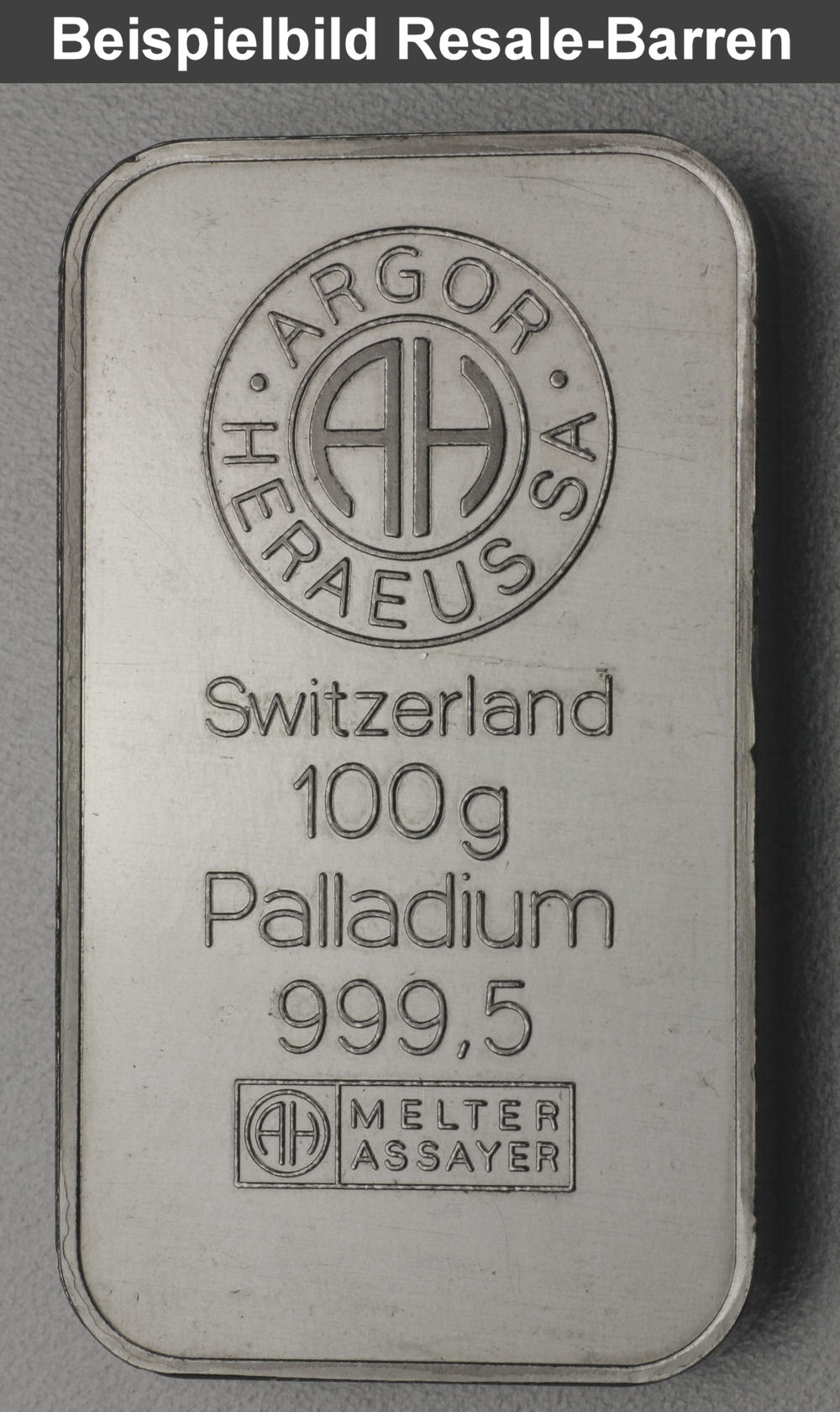 Palladiumbarren 100g "Resale" - Detailansicht 1