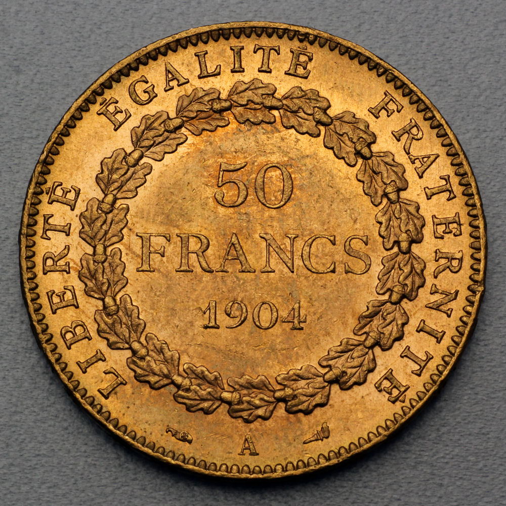 Goldmünze 50 Francs "Engel Republik" (Frankreich) - Detailansicht 1
