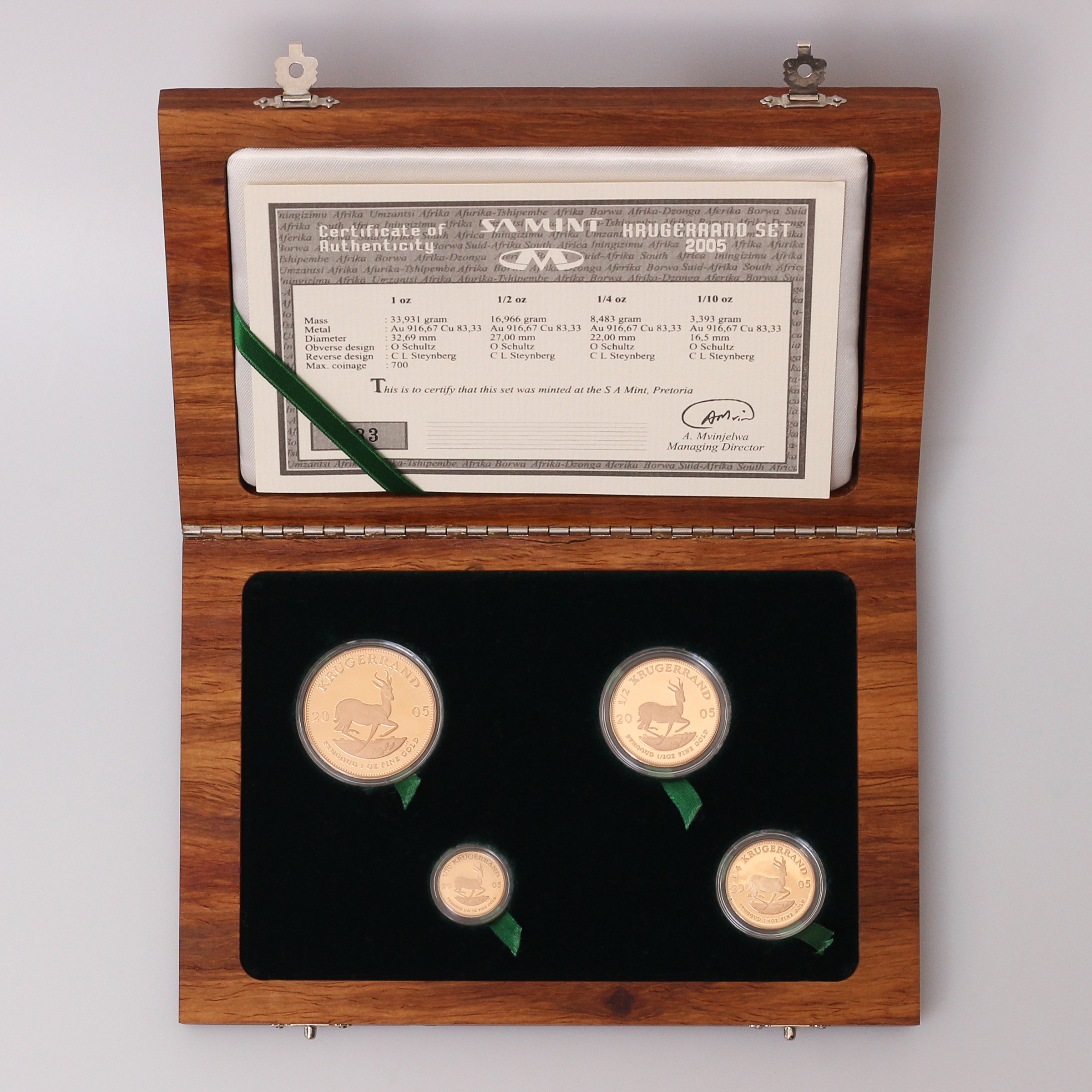 Goldmünzen 4 x "Krügerrand" 2005 (PP) Prestige Set – 4-teilig (Südafrika) - Detailansicht 3