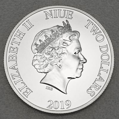 Silbermünze 1oz "Schildkröte" 2019 (Niue) - Miniaturansicht 2