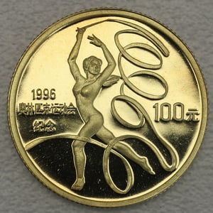 Goldmünze 100 Yuan "Bändertänzerin" 1995 (China) - Miniaturansicht 1