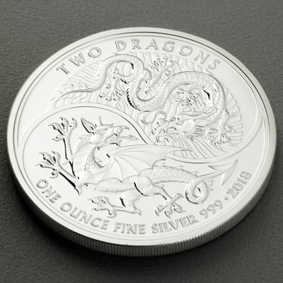 Silbermünze 1oz "Two Dragons" 2018 (Großbritannien) - Miniaturansicht 3