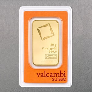 Goldbarren 50g VALCAMBI geprägt - Hauptansicht