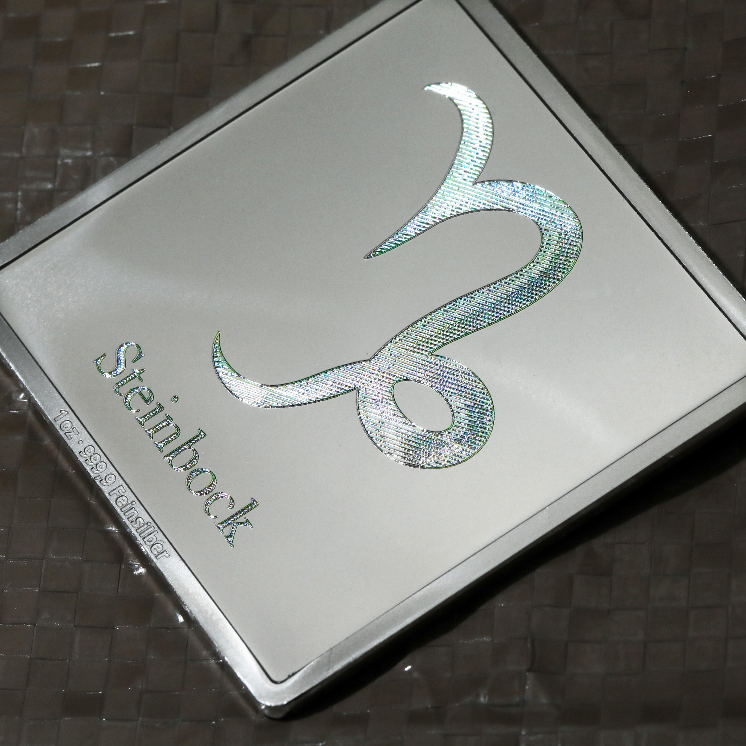 Silberbarren 1oz "Sternzeichen Steinbock" Gravurbarren quadratisch - Detailansicht 5