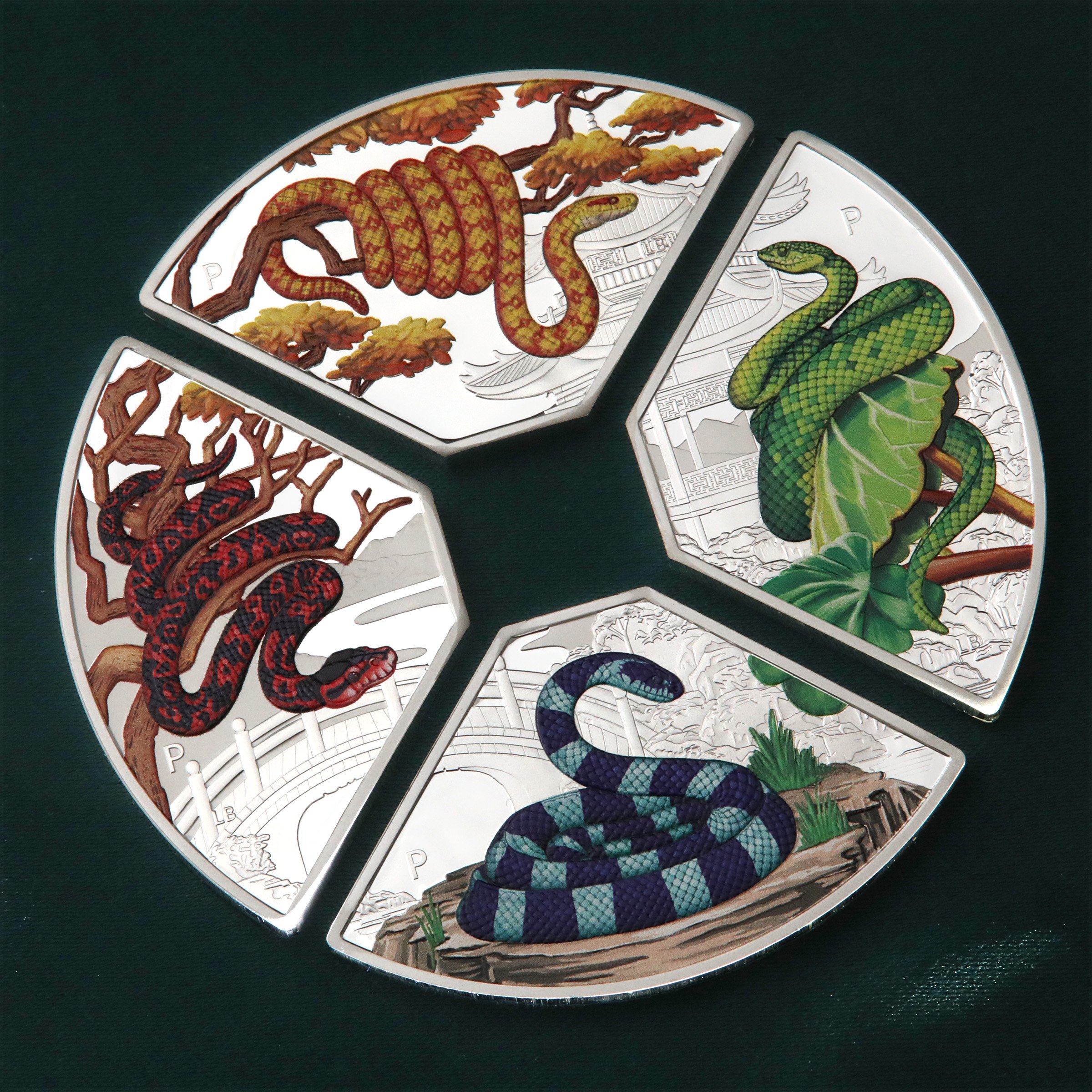 Silbermünze 4 x 1oz "Schlange" 2025 (PP/koloriert) Set – 4-teilig Quadrant (Tuvalu) - Detailansicht 10