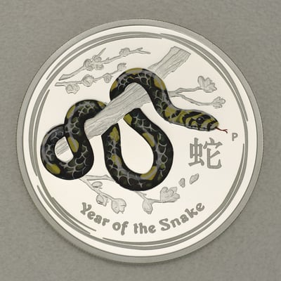 Silbermünze 1oz "Schlange" 2013 (koloriert) Lunar II – Year of the Snake (Australien) - Miniaturansicht 1