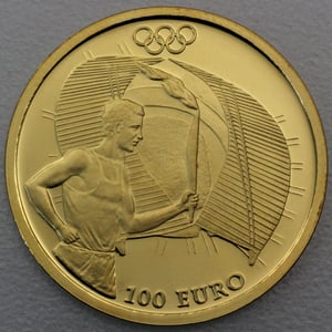 Goldmünze 100 Euro "Fackellauf – Start" 2004 Olympische Sommerspiele Athen 2004 (Griechenland) - Hauptansicht