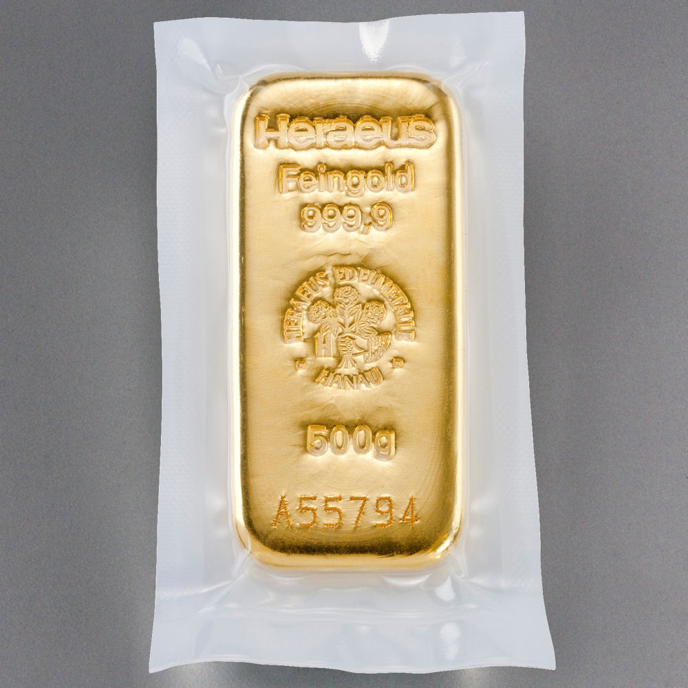 Goldbarren 500g HERAEUS gegossen - Detailansicht 1