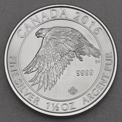 Silbermünze 1,5oz "Canadian Snow Falcon" 2016 (Kanada) - Miniaturansicht 1