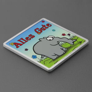 Silberbarren 1oz "Alles Gute" quadratisch (koloriert) Ottifanten - Miniaturansicht 2
