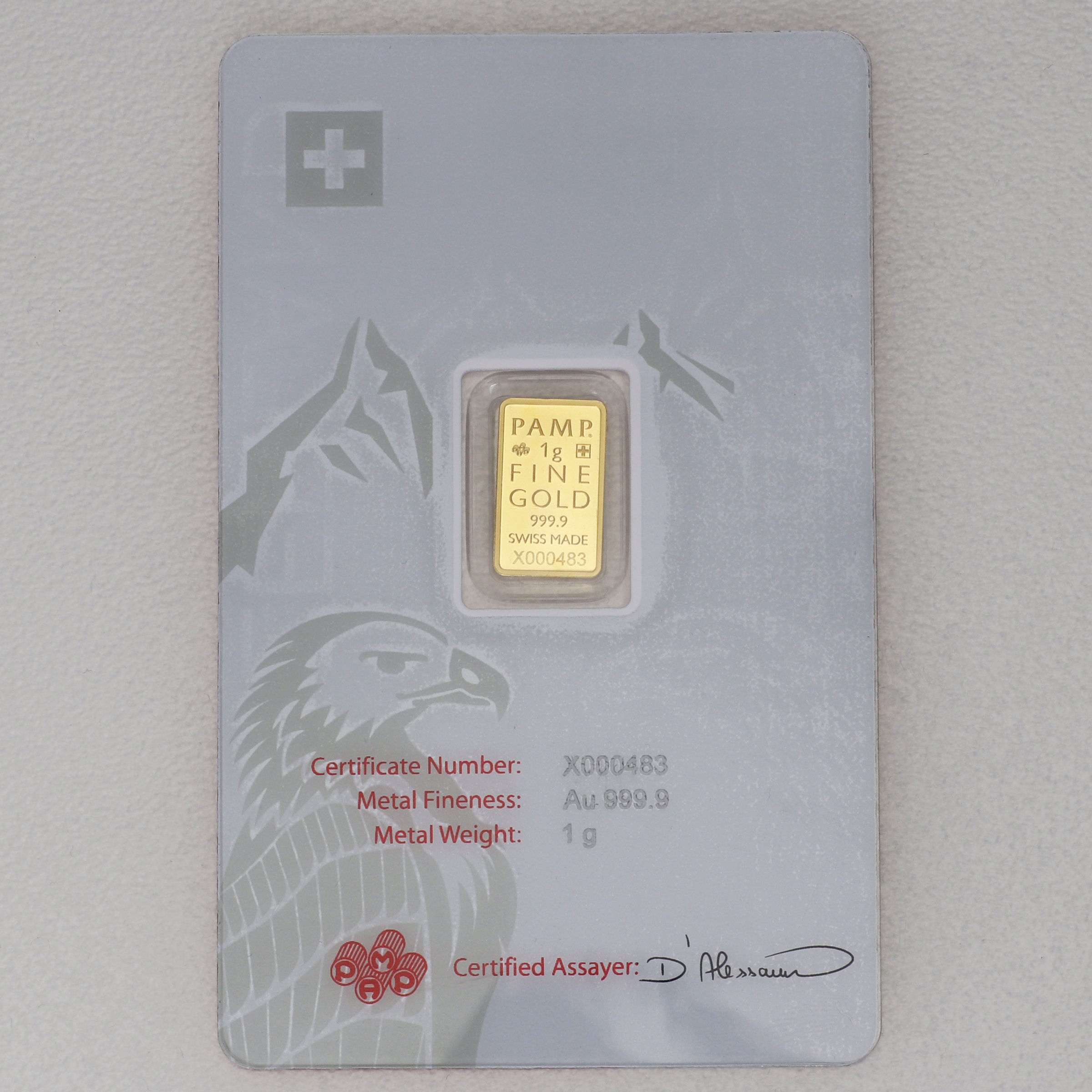 Goldbarren 1g PAMP "Switzerland - Eagle" - Detailansicht 1