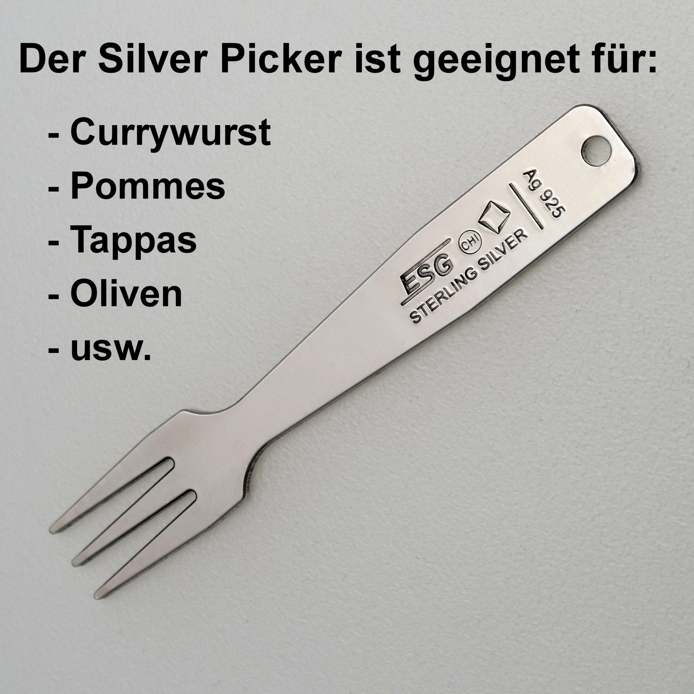 Gourmet-Gabel "Silver-Picker" 925er Ag, gravierbar - Detailansicht 11