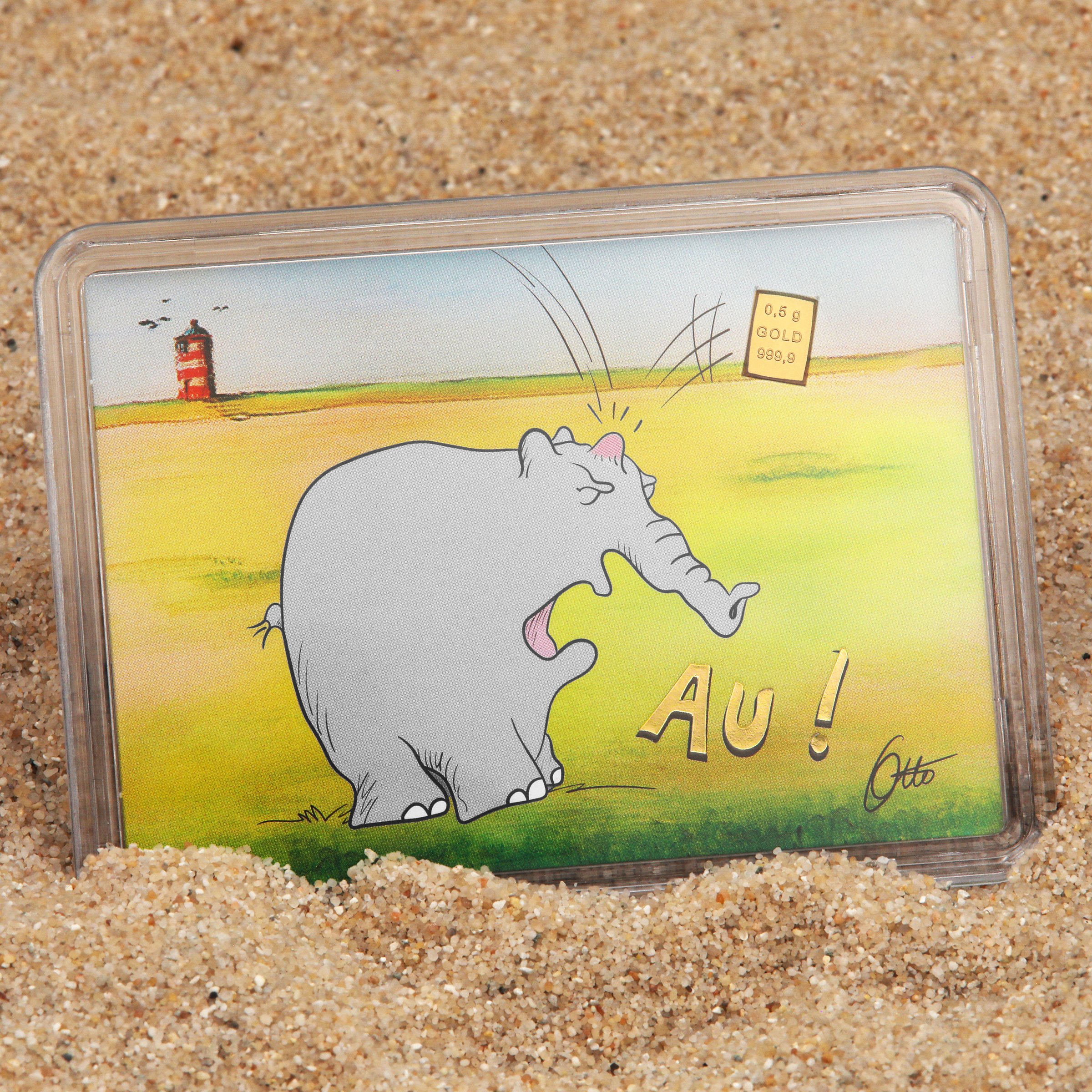 Goldbarren 0,5g "Ottifant - Au!" (Motivbox) - Detailansicht 4