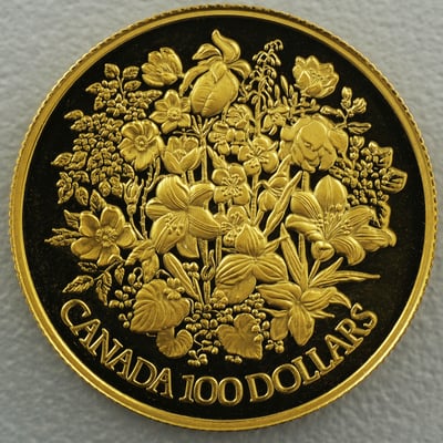 Goldmünze 100 Dollar "25. Jubiläum" 1977 (Kanada) - Miniaturansicht 1