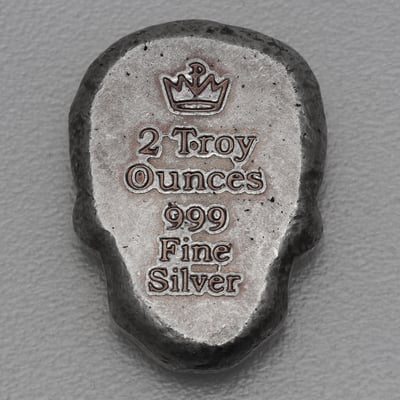 Silber 3-D Barren "Sugar Skull" 2oz, gegossen Day of the Dead: Cross - Miniaturansicht 2