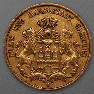 Goldmünze 20 Mark "Stadtwappen Hamburg" 1887-J J.210 (Hamburg) - Hauptansicht
