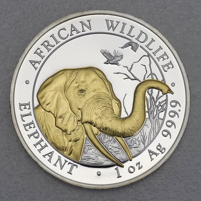 Silbermünze 1oz "Elefant" 2018 (vergoldet) African Wildlife (Somalia) - Hauptansicht