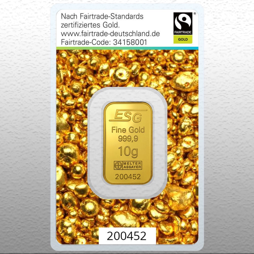 Goldbarren 10g "Fairtrade Gold" (999,9 Au),Blister - Hauptansicht