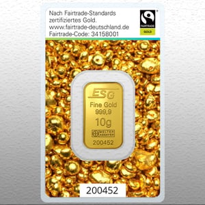 Goldbarren 10g "Fairtrade Gold" (999,9 Au),Blister - Hauptansicht