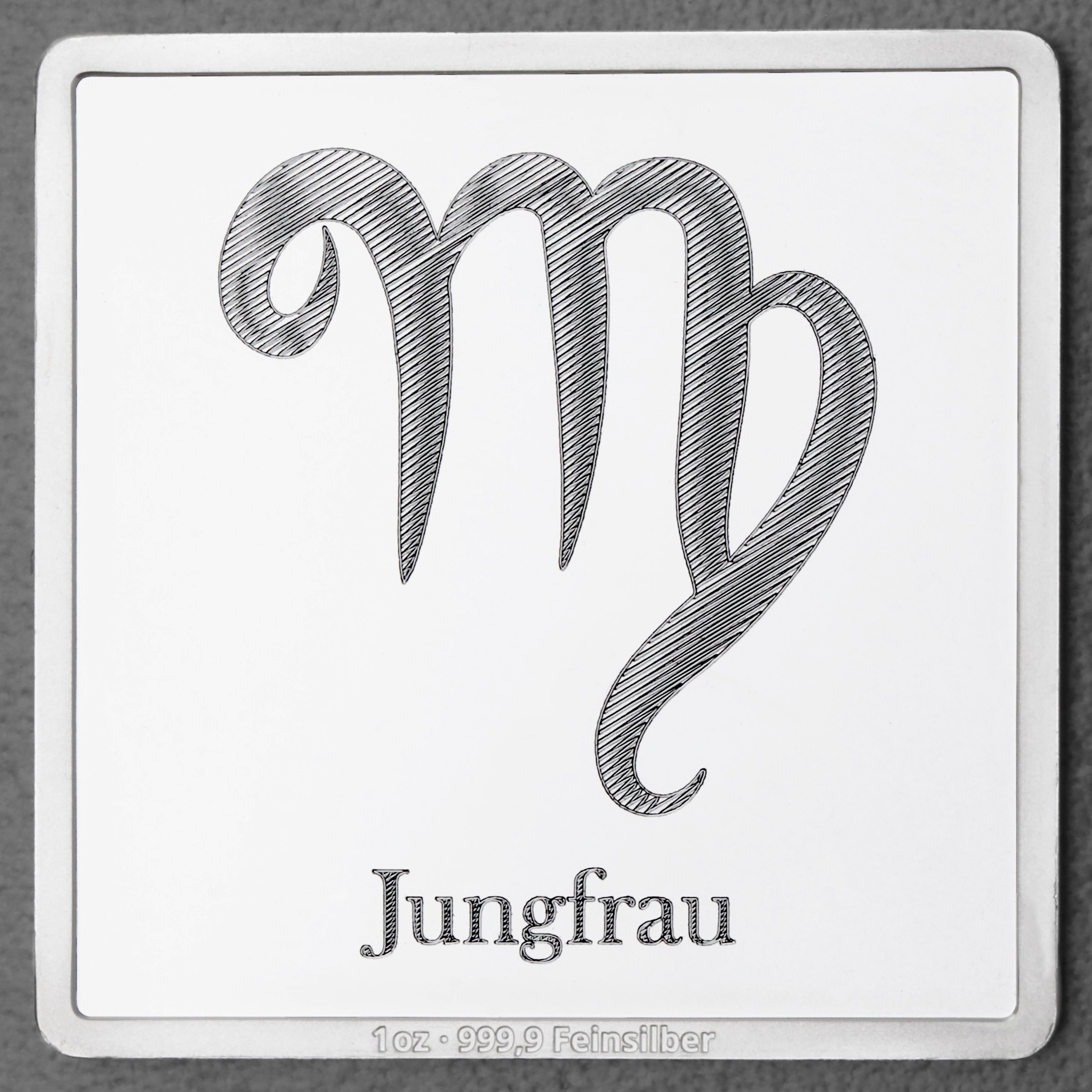 Silberbarren 1oz "Sternzeichen Jungfrau" Gravurbarren quadratisch - Hauptansicht