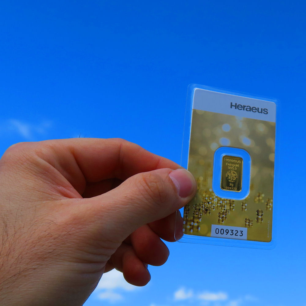Goldbarren 2g "Kinebar" (Goldperlenmotiv) HERAEUS - Detailansicht 5