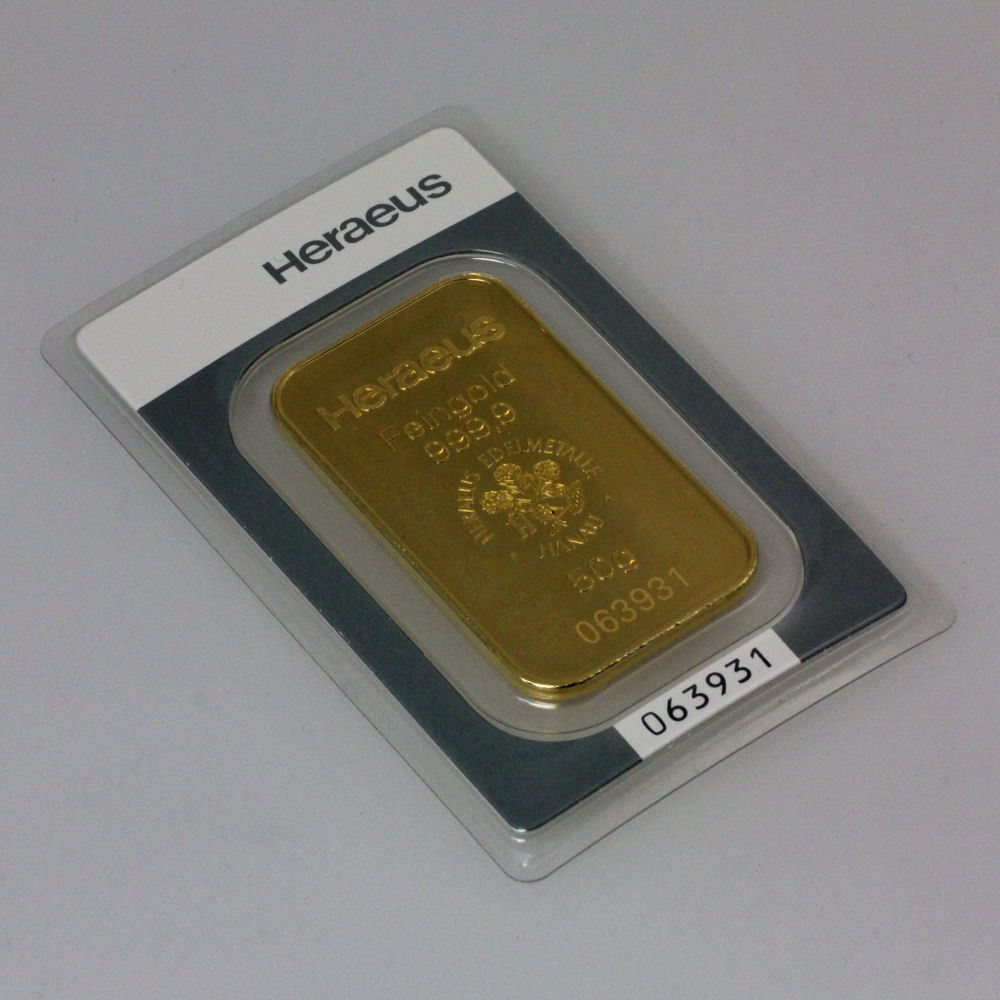 Goldbarren 50g HERAEUS geprägt - Detailansicht 3