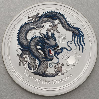 Silbermünze 1oz "Drache" 2012 (koloriert) Lunar II – Year of the Dragon (Australien) - Miniaturansicht 5