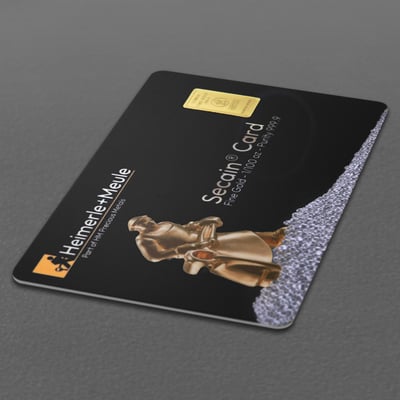 Goldbarren 1/100oz HEIMERLE + MEULE "Secain Card" geprägt - Miniaturansicht 3