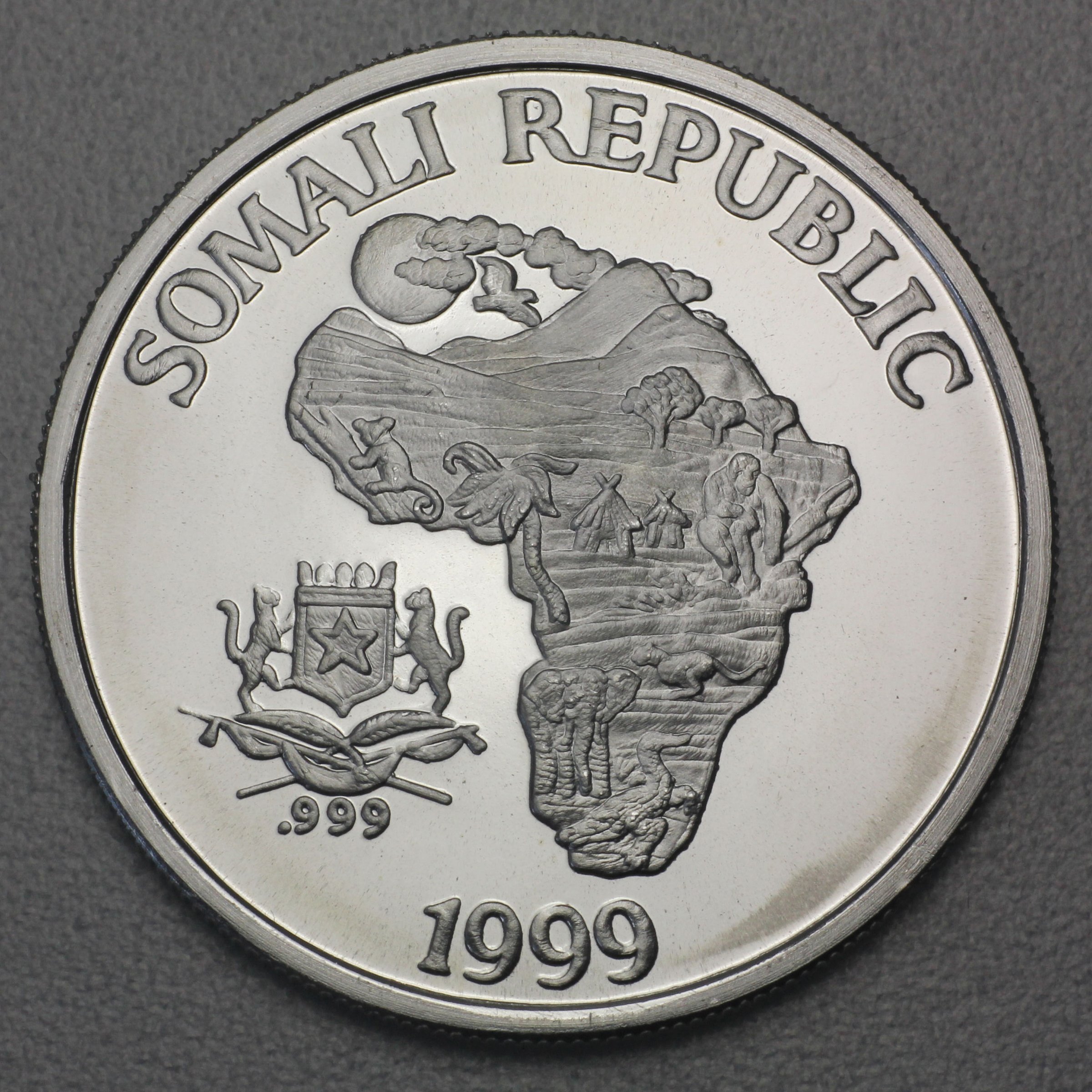 Silbermünze 1oz "Affe" 1999 The African Monkey (Somalia) - Detailansicht 1
