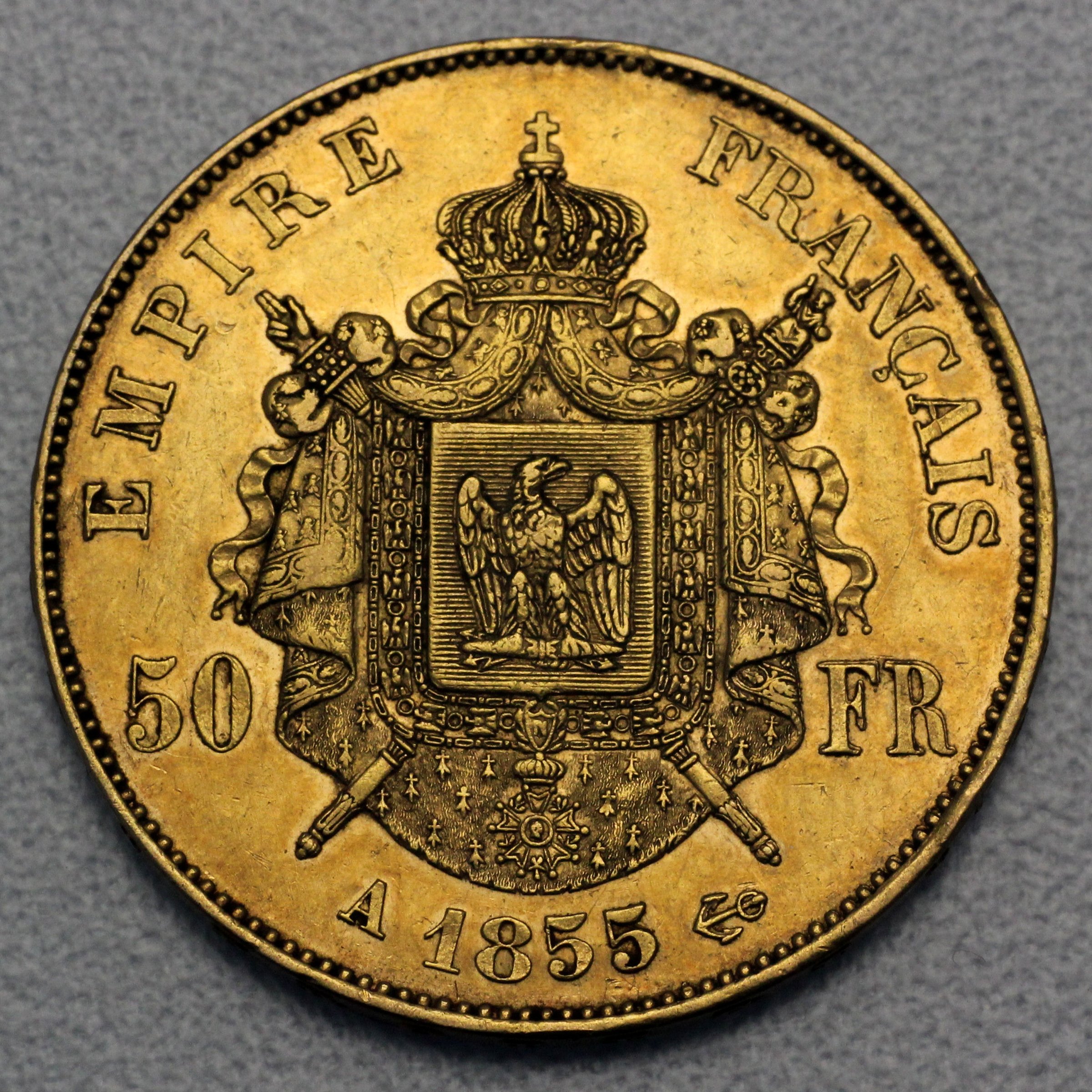 Goldmünze 50 Francs "Napoleon III." ohne Kranz (Frankreich) - Detailansicht 1